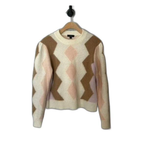 J. Crew Sweaters - J.crew Womens Pullover Diamond-checked Cropped Crewneck Sweater Size Medium